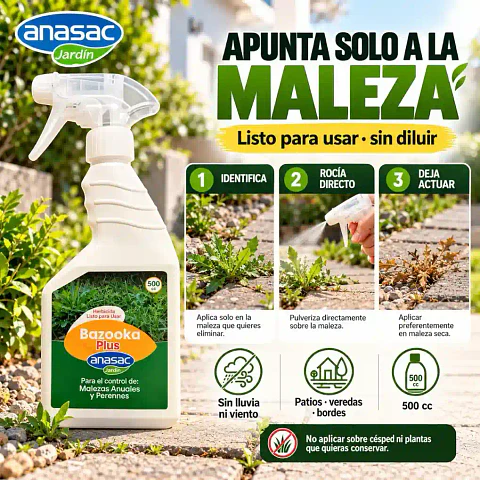 Bazooka Herbicida 500 cc Anasac | Control de Malezas Listo para Usar