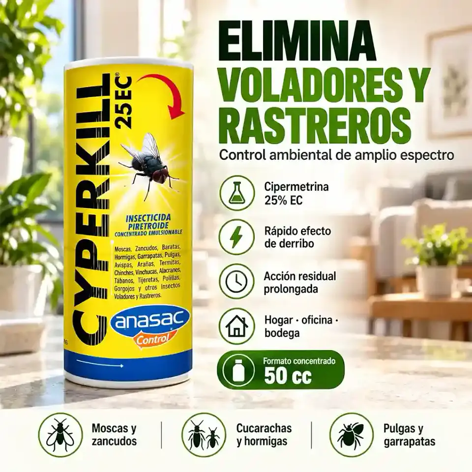Insecticida para Moscas y Cucarachas | Cyperkill 25 EC 50 cc 2