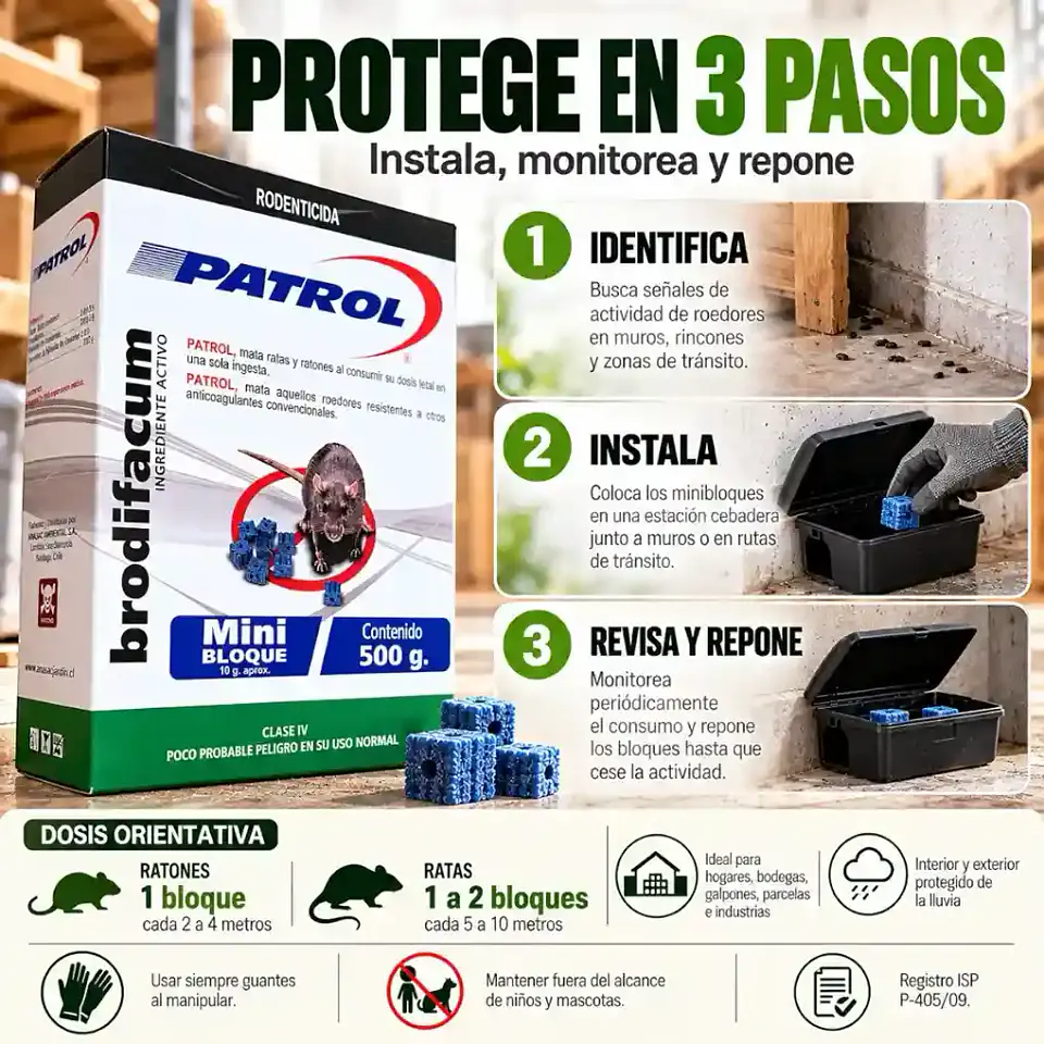 Patrol Mini Bloque 500 g | Rodenticida para Ratones y Ratas 2