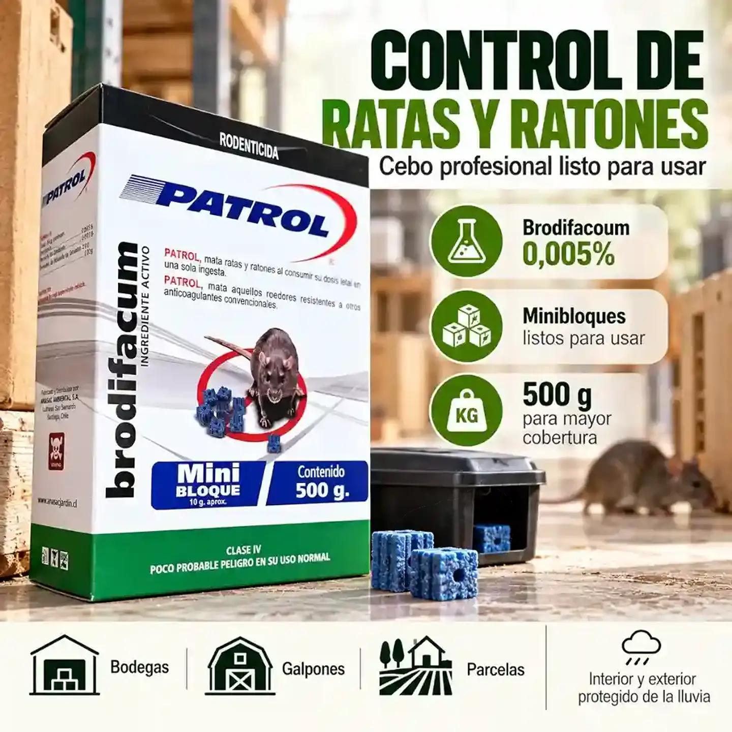 Patrol Mini Bloque 500 g | Rodenticida para Ratones y Ratas 3