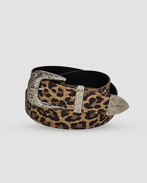 Cinturón Leopard Puntera Plata