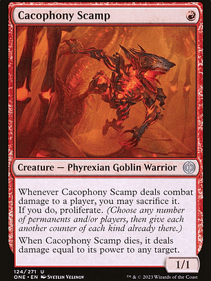Cacophony Scamp (Phyrexia: All Will Be One)