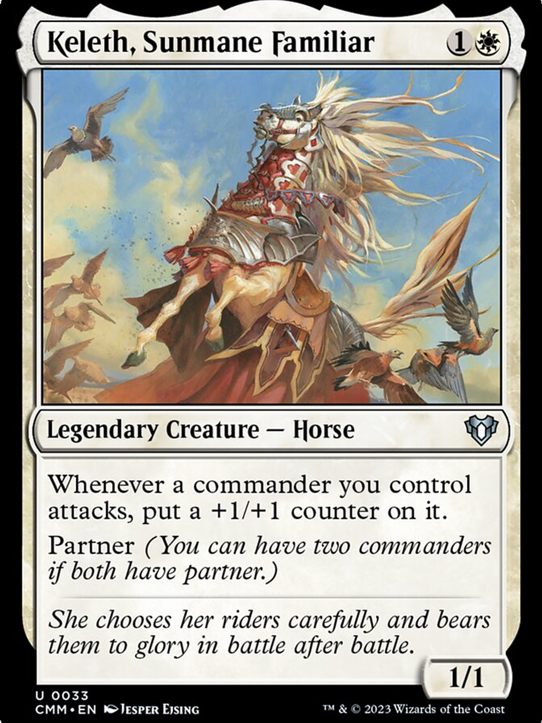 Keleth, Sunmane Familiar (Commander Masters) 1