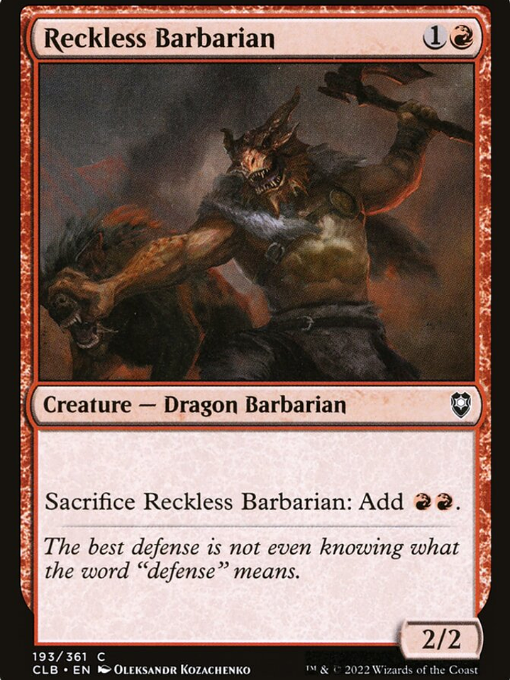 Reckless Barbarian (Commander Legends: Battle for Baldur's Gate) 1