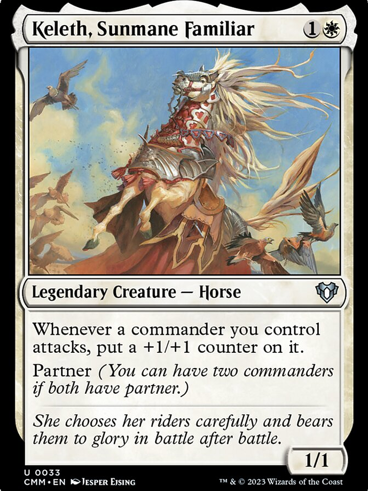 Keleth, Sunmane Familiar (Commander Masters) 1