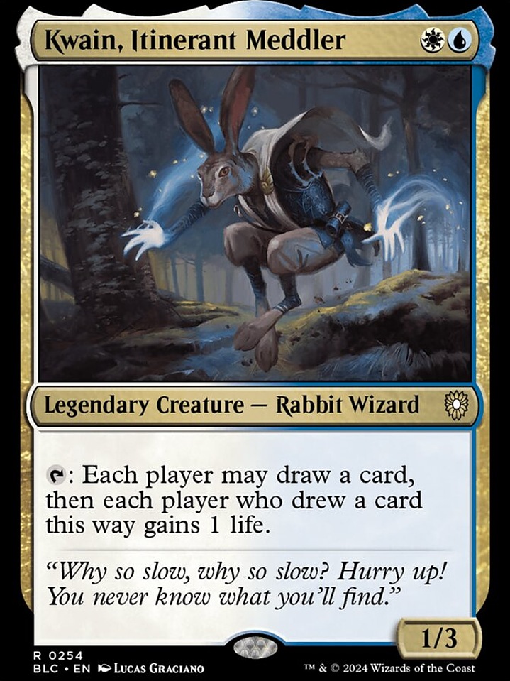 Kwain, Itinerant Meddler (Bloomburrow Commander) 1
