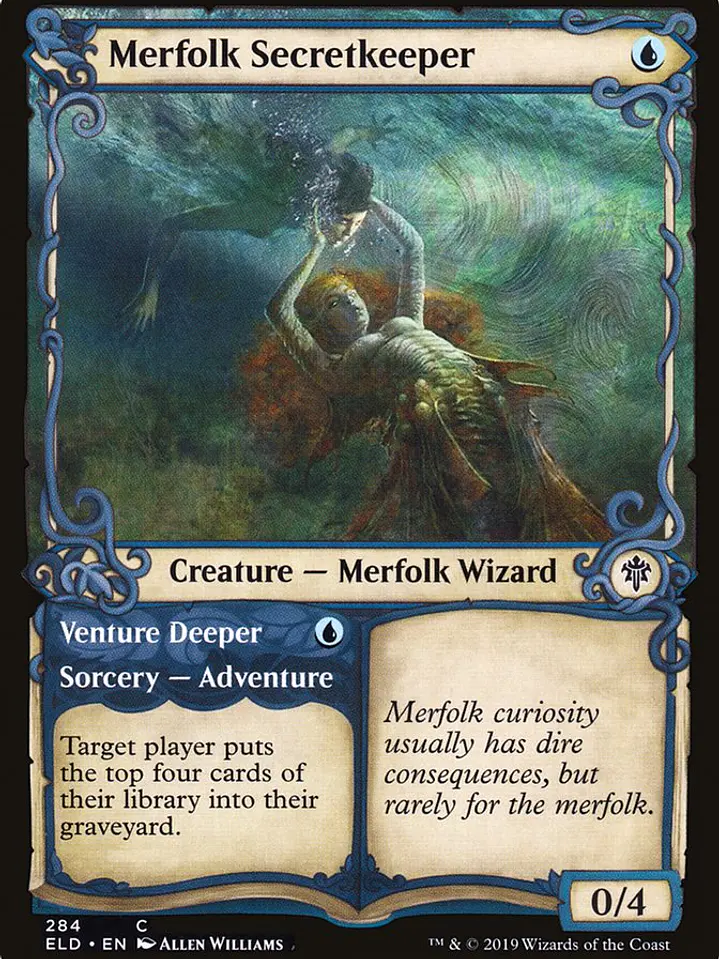 Merfolk Secretkeeper // Venture Deeper (Throne of Eldraine) 1