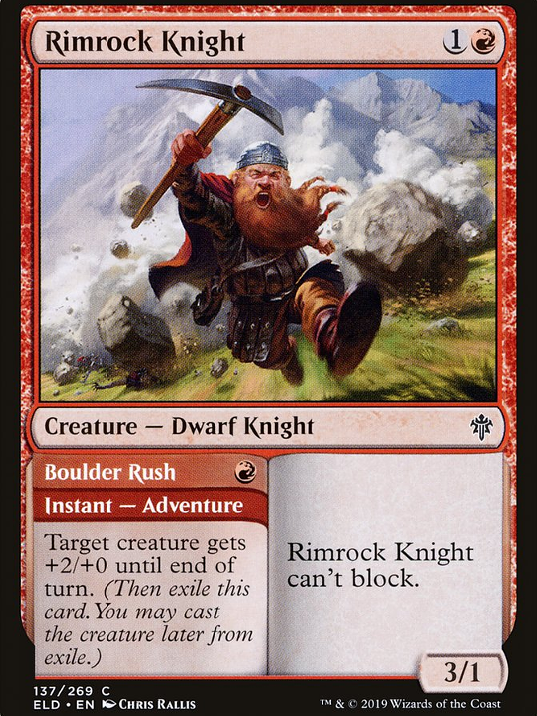 Rimrock Knight // Boulder Rush (Throne of Eldraine) 1