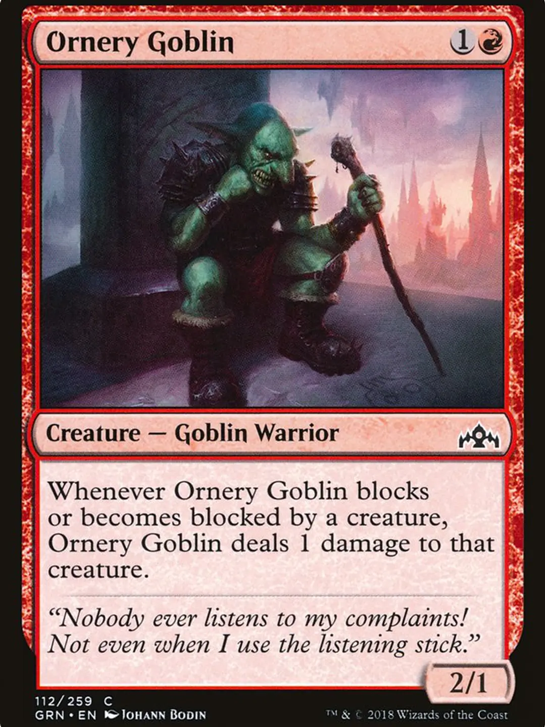 Ornery Goblin (Guilds of Ravnica) 1
