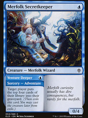 Merfolk Secretkeeper // Venture Deeper (Throne of Eldraine)