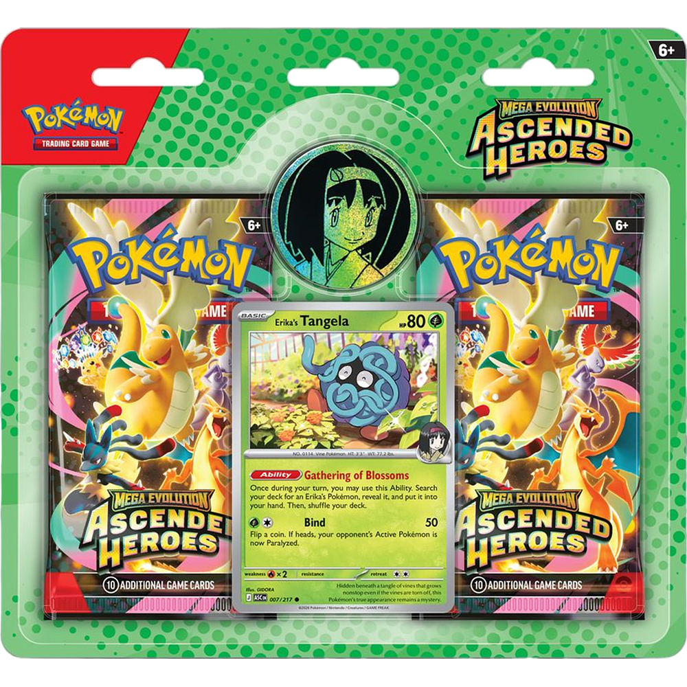 [PREVENTA] POKEMON TCG MEGA EVOLUTION - ASCENDED HEROES COLLECTION - 2Pack Blister ERIKA/LARRY INGLÉS