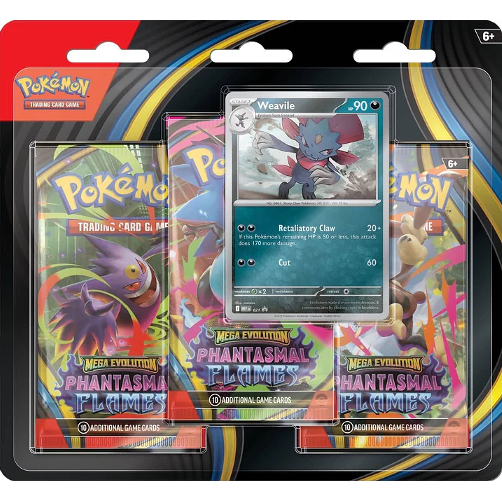 Mega Evolution Phantasmal Flames - 3 Pack Blister - Español (Weavile)