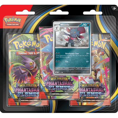 Mega Evolution Phantasmal Flames - 3 Pack Blister - Español (Weavile)