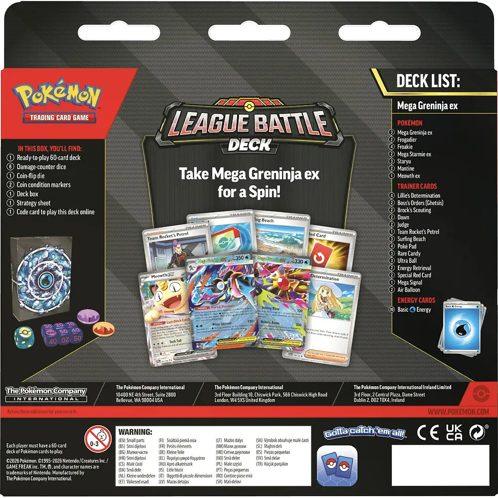 [Preventa 13/11/2026] Pokémon TCG Mega Greninja ex League Battle Deck (2026) Inglés