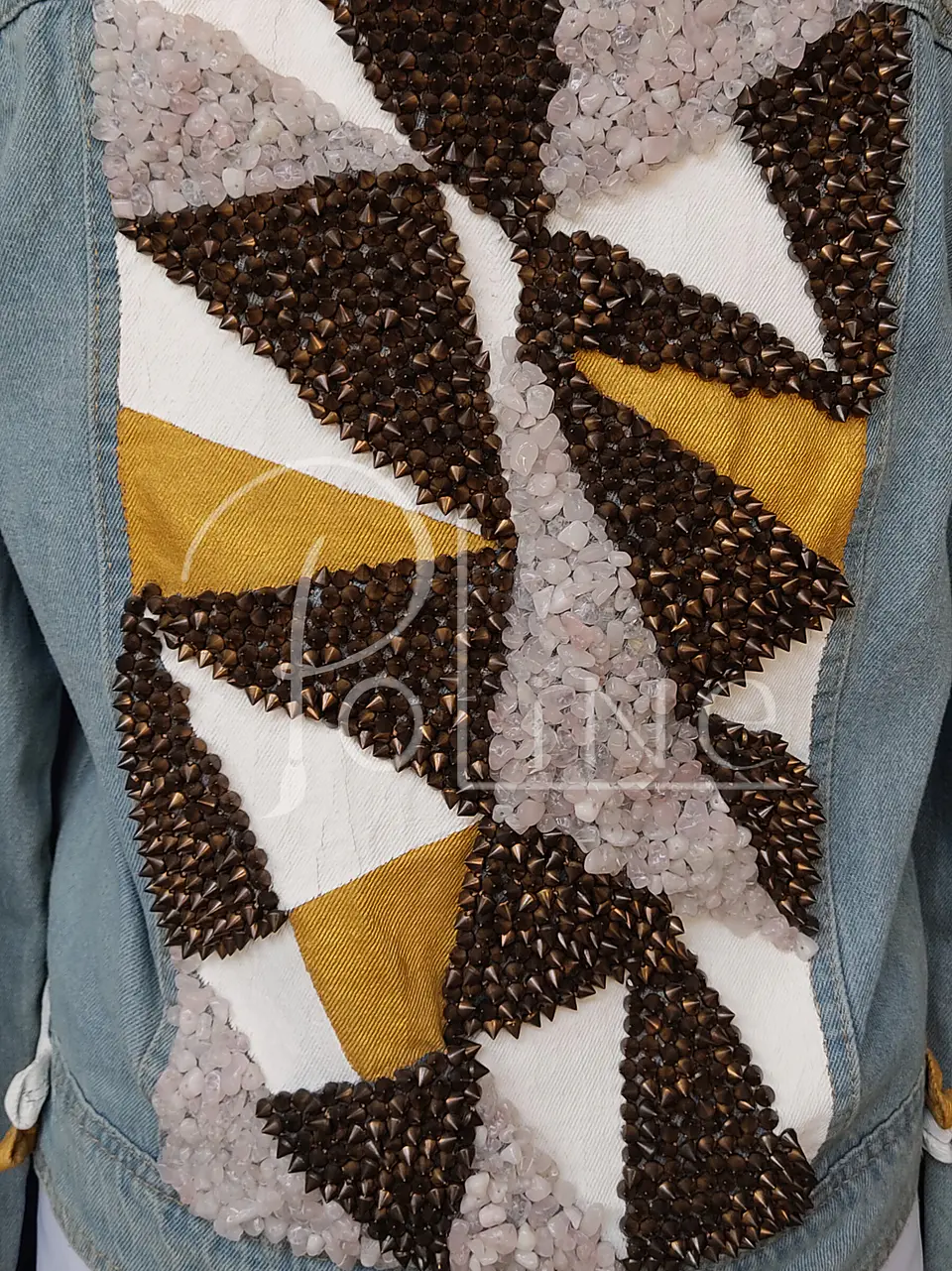Chaqueta jeans con cuarzos diseño geométrico  5