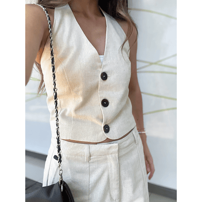Gilet lino beige