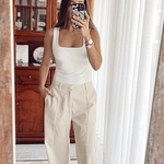 Pantalon lino beige