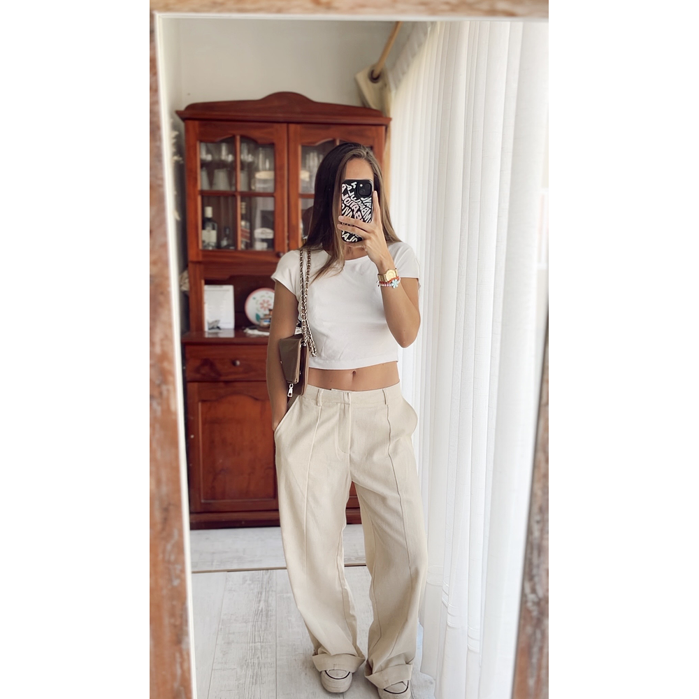 Pantalon lino beige