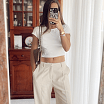 Pantalon lino beige