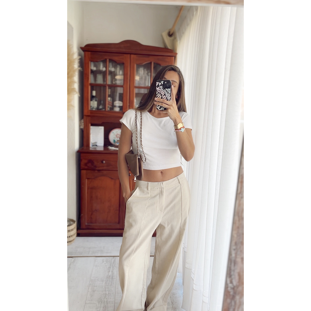 Pantalon lino beige