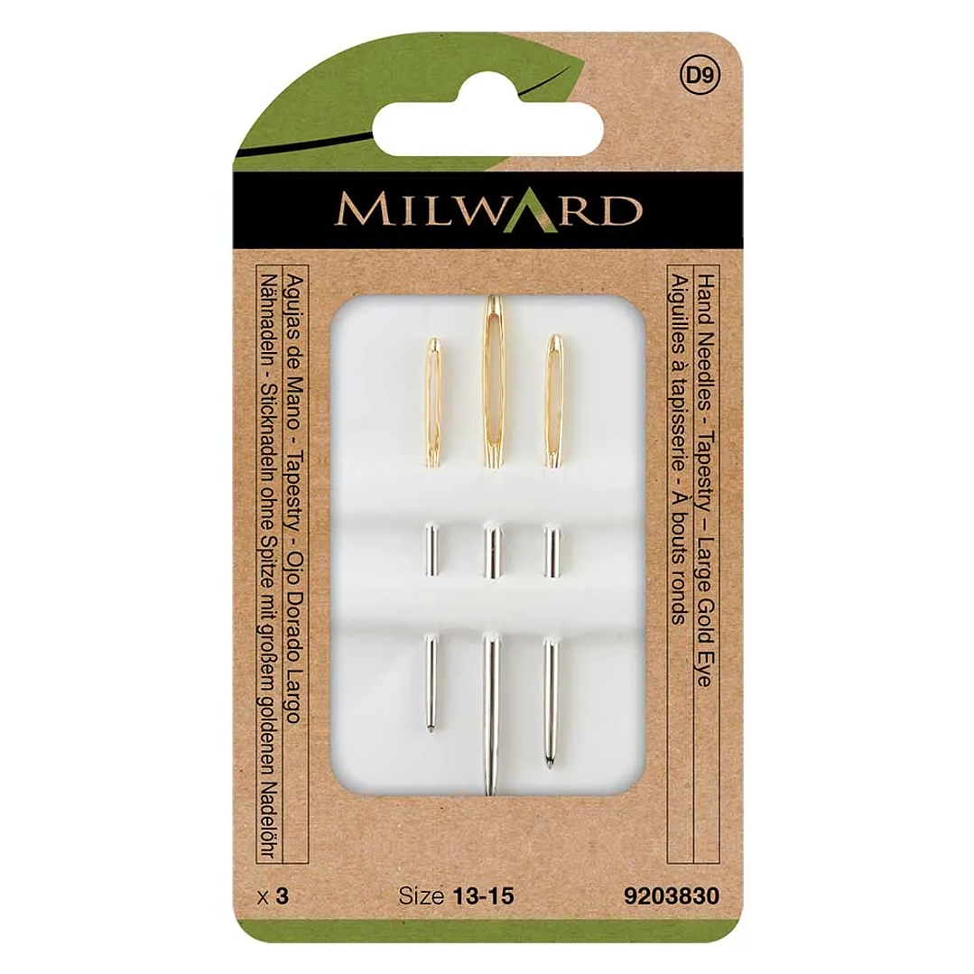 Agujas de tapicería Milward con ojo dorado, tamaños 13-15 3