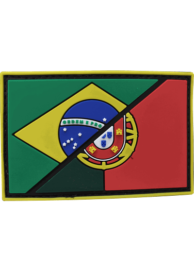 Patch Bandeira Portugal/Brasil Emborrachado C/Velcro Ponto Militar