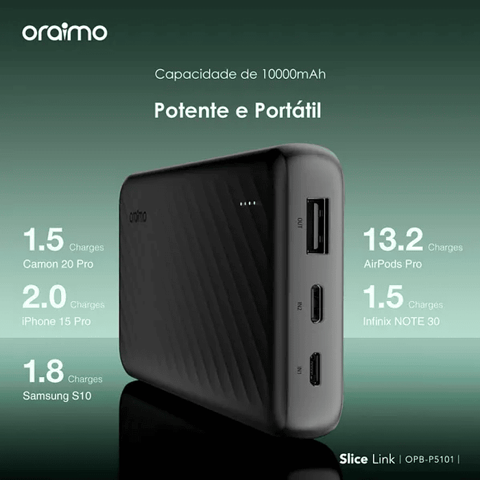 Oraimo Slice Link 10000mAh 12W Fast Charge 3 in 1 3