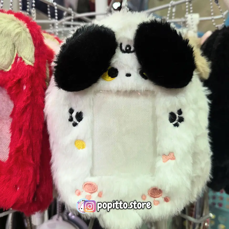 HOLDER PELUCHE - PERRO BLANCO Y NEGRO 1
