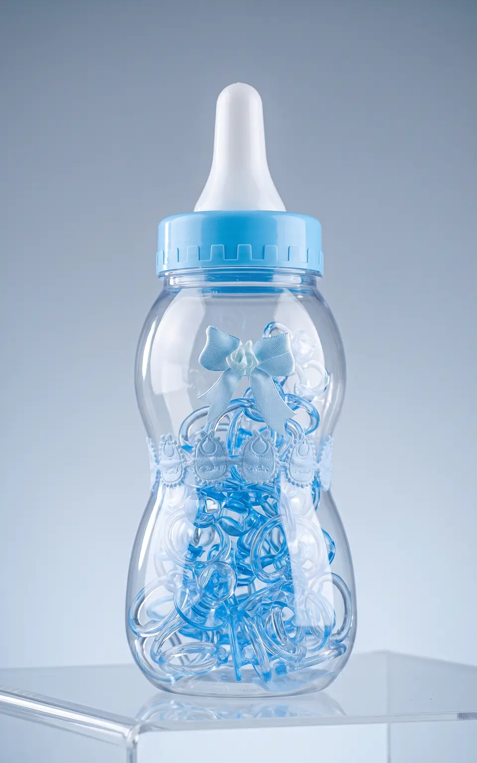 MAMADERA AZUL RELLENA DE CHUPETES BABYSHOWER  1