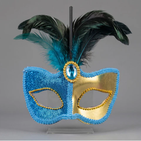 ANTIFAZ AZUL CON DORADO 