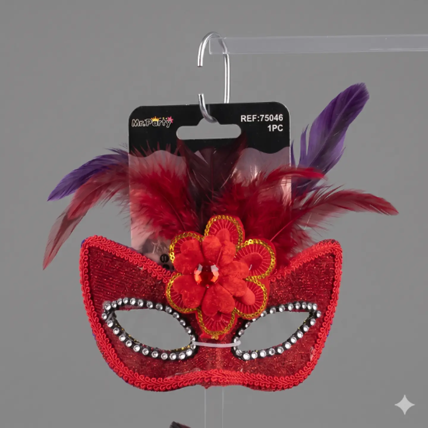 ANTIFAZ ROJO CON PLUMAS  1