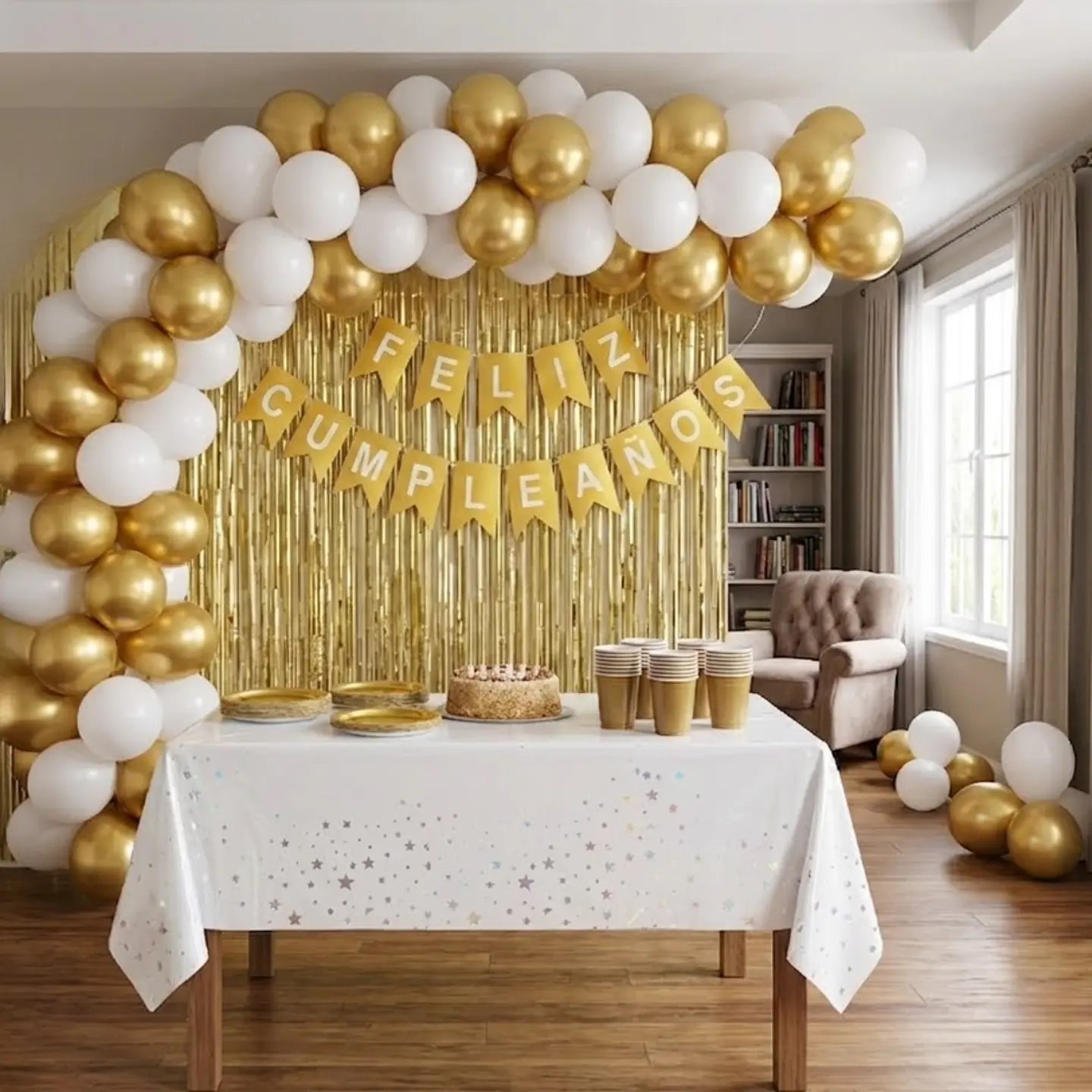 🎉Popix Box - Cumpleaños 20 Personas - Dorado con Blanco 1