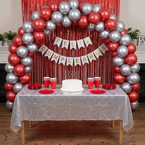 🎉 Popix Box Cumpleaños – Rojo y Plateado para 20 personas 