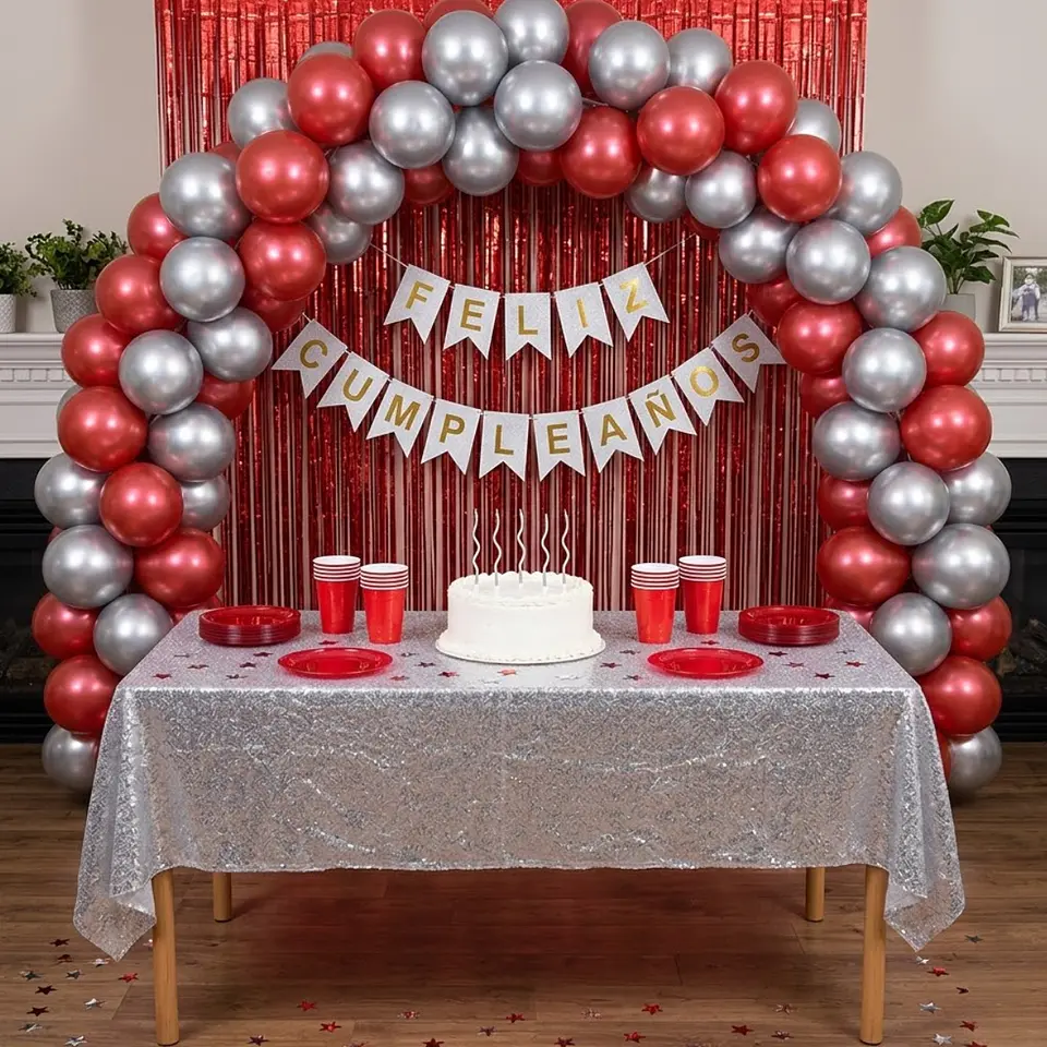 🎉 Popix Box Cumpleaños – Rojo y Plateado para 20 personas  1