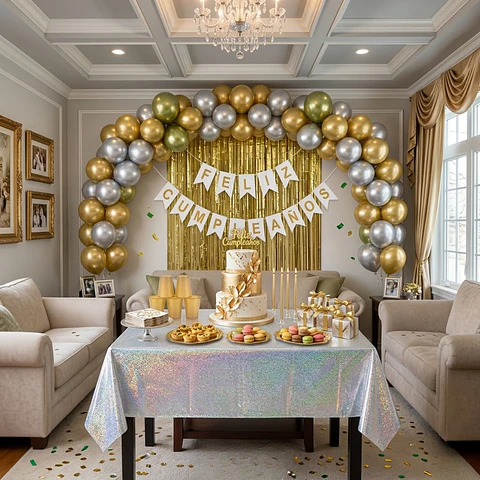 🎉 Popix Box Cumpleaños – Plateado, Dorado y Verde para 20 personas .