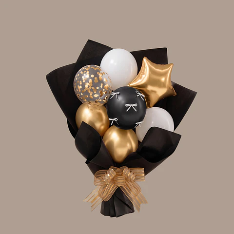 SET DE GLOBOS RAMO  Negro con Dorado - POPIX