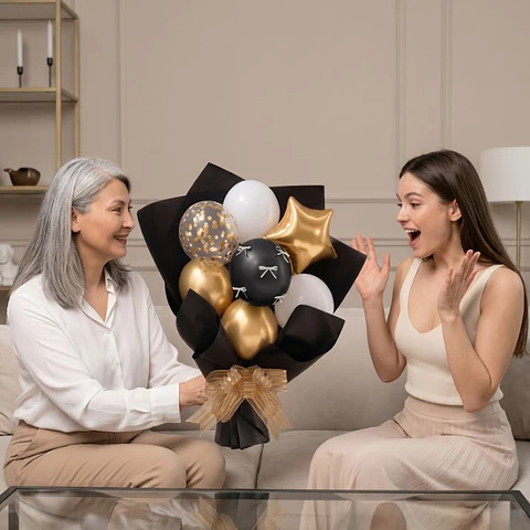 SET DE GLOBOS RAMO  Negro con Dorado - POPIX