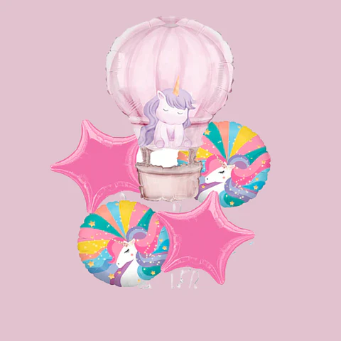Set de Globos Metalizado Aerostático Unicornio 5 pcs – Popix