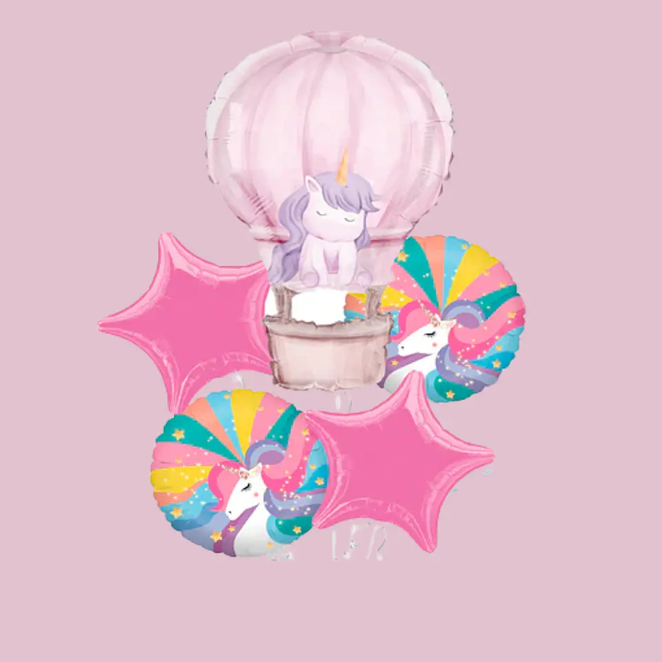 Set de Globos Metalizado Aerostático Unicornio 5 pcs – Popix 2