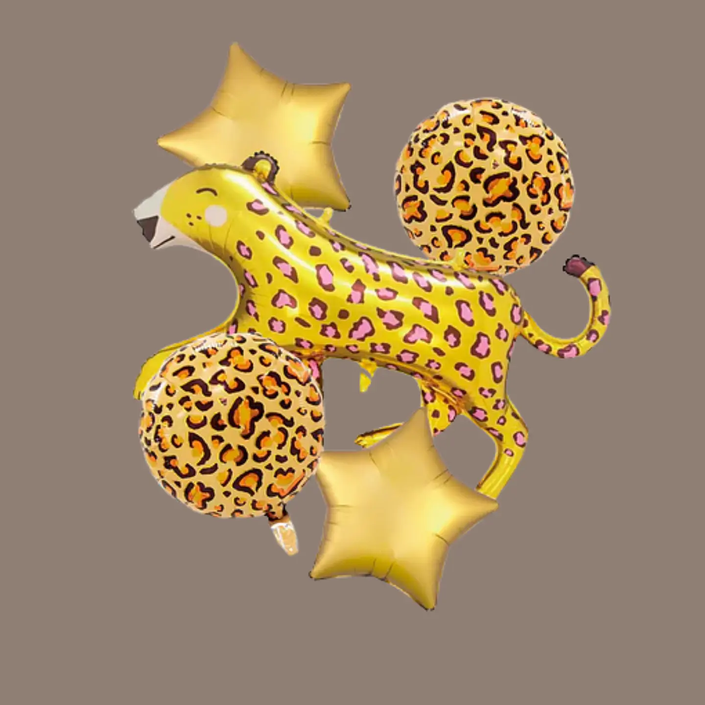 Set de Globos Metalizado Leopardo Dorado 5 pcs – Popix 2