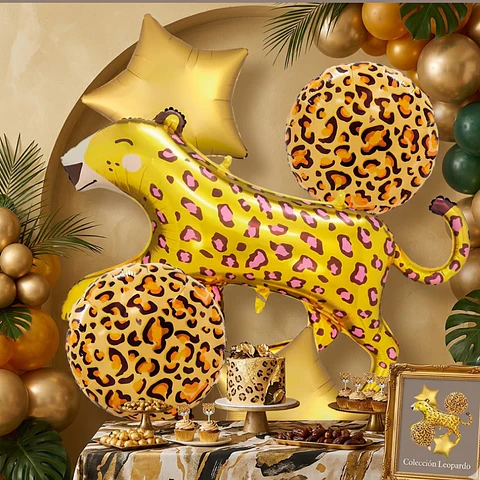 Set de Globos Metalizado Leopardo Dorado 5 pcs – Popix