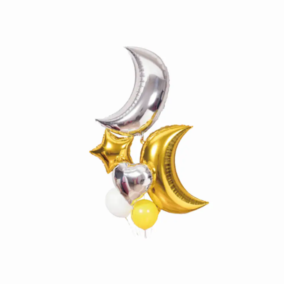 Set de Globos Lunas y Estrellas Oro/Plata 6 pcs – Popix 2