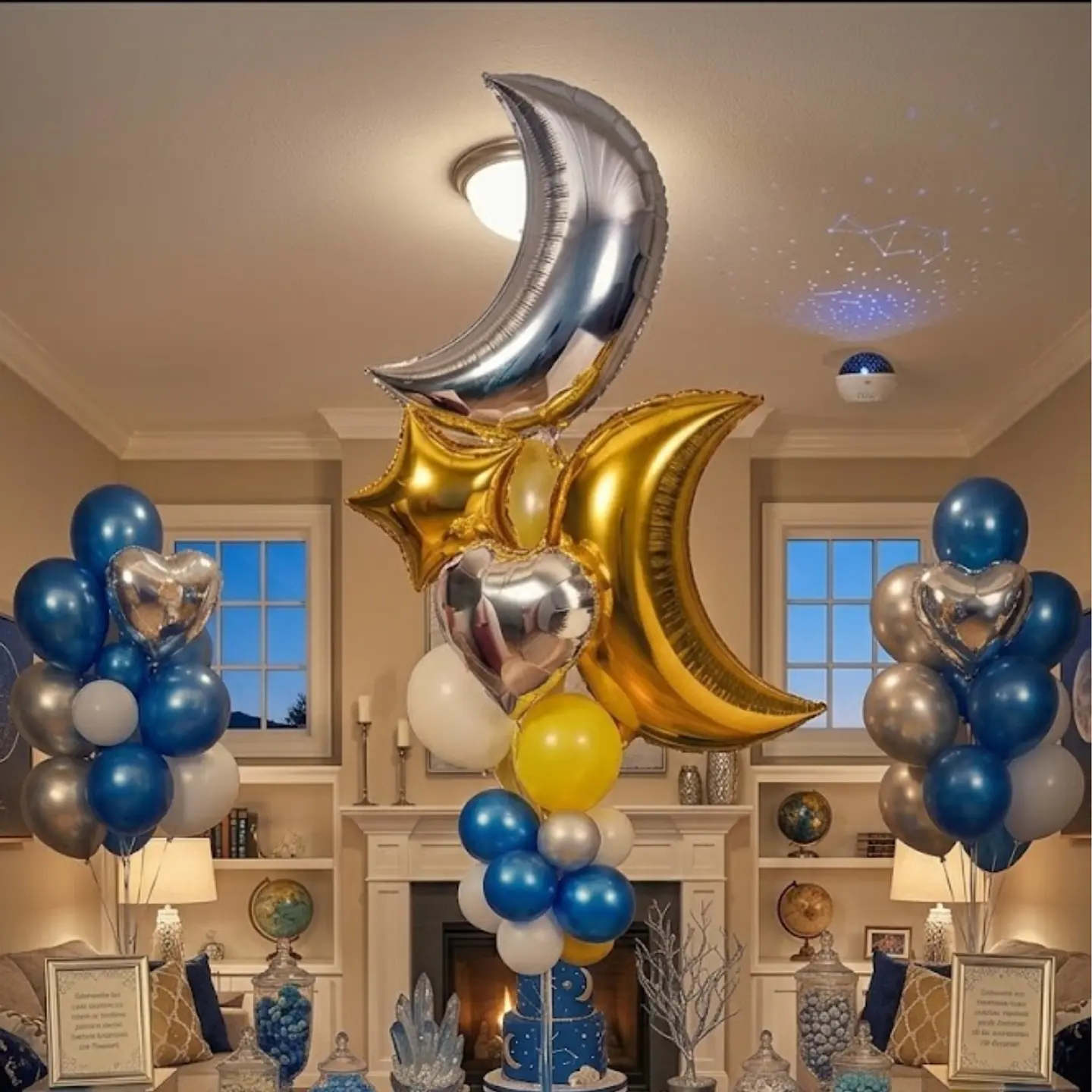 Set de Globos Lunas y Estrellas Oro/Plata 6 pcs – Popix 1