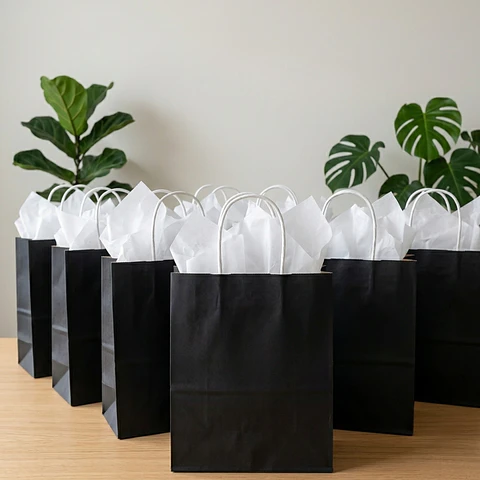 Bolsa de Regalo Negra – Pack 12 Unidades 🎀