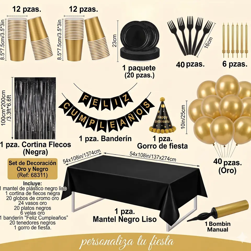 🎉 Popix Box Cumpleaños 20 Personas – Negro & Dorado 2