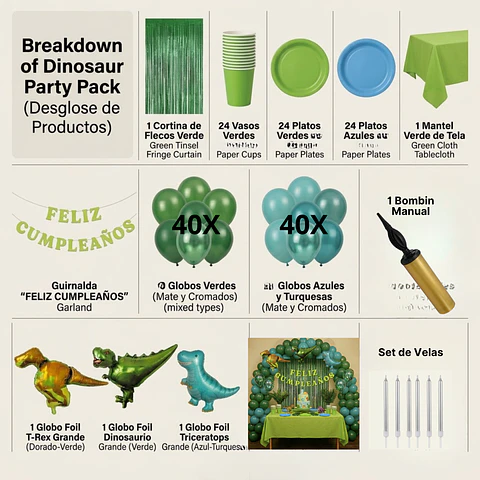 🎉 Popix Box Cumpleaños Dinosaurio – para 20 Niños 