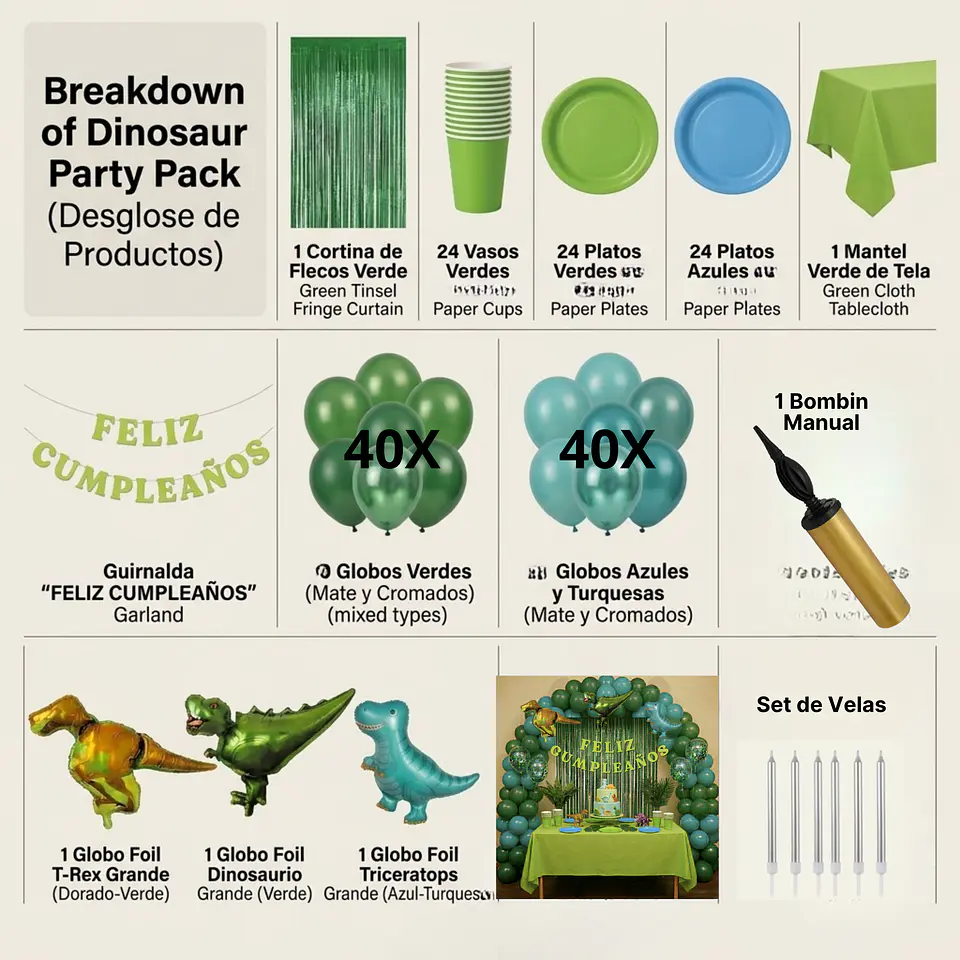 🎉 Popix Box Cumpleaños Dinosaurio – para 20 Niños  2