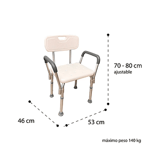 Silla de ducha para baño con apoya brazos acolchados - Premium Care