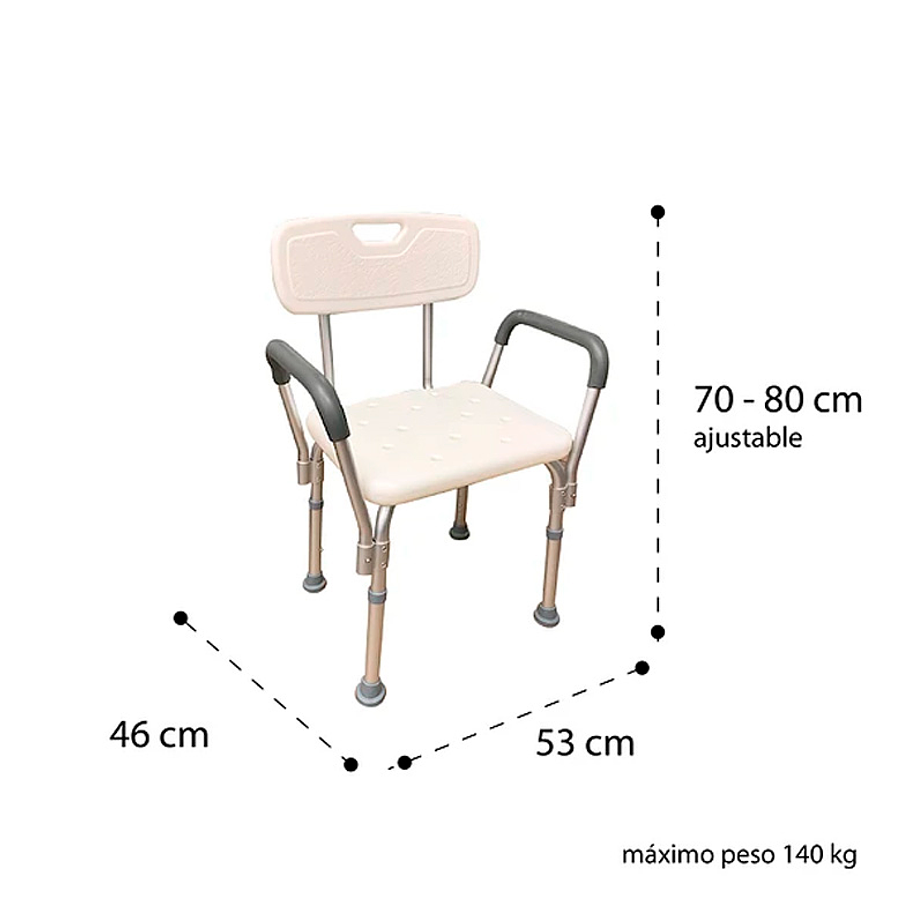Silla de ducha para baño con apoya brazos acolchados - Premium Care 2