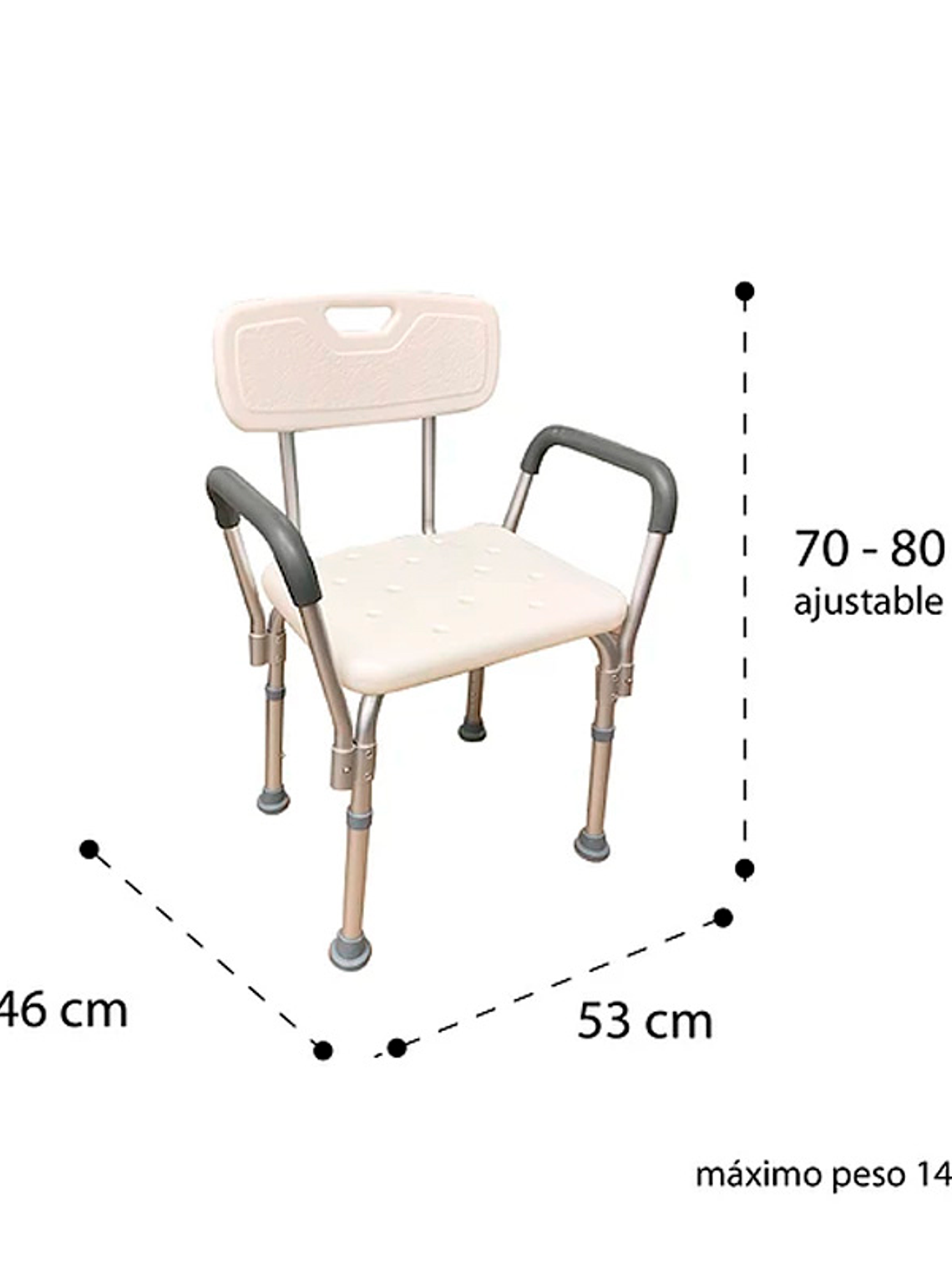 Silla de ducha para baño con apoya brazos acolchados - Premium Care 2